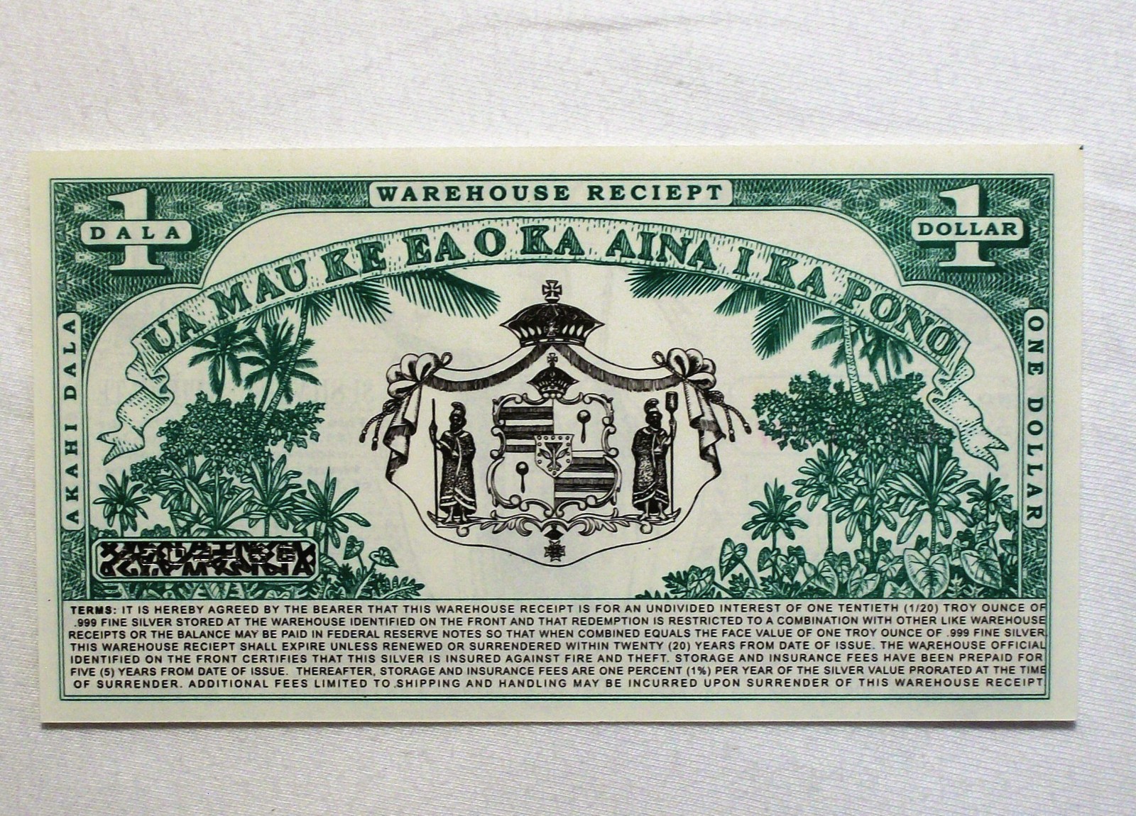 NORFED – 2007 American Liberty Currency – Hawaii Islands $1 Silver Certificate