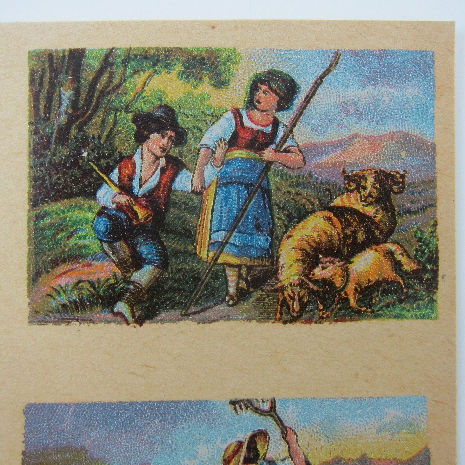 Antique Lithograph Print Samples Lot Mini Landscapes Towns Villages People RARE