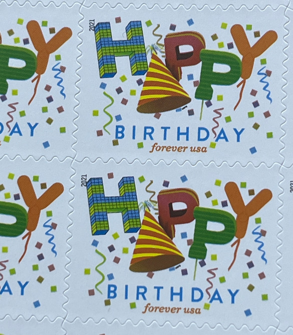 100 TOTAL 2021 USPS 5 SHEETS OF 20 FIRST CLASS LETTER STAMPS HAPPY BIRTHDAY
