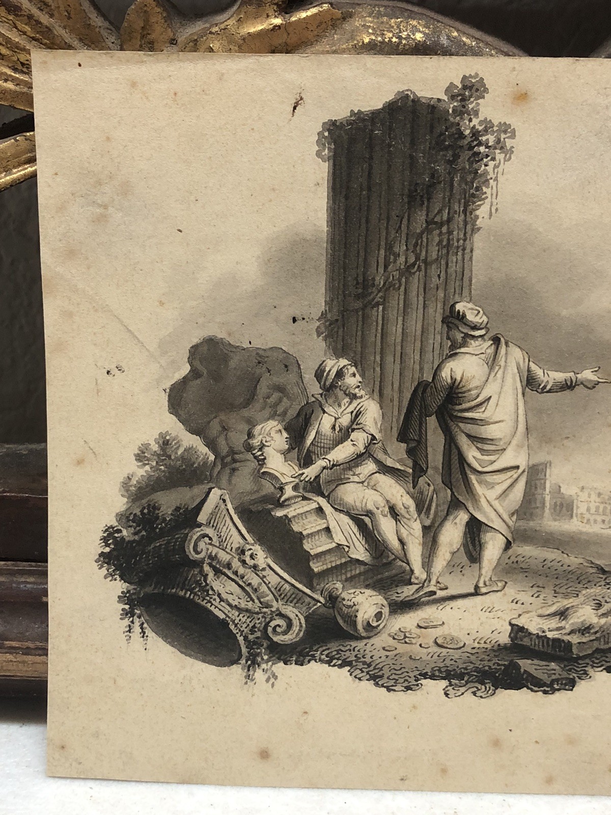Antique Engraving of Rome in Bad Shape – L12