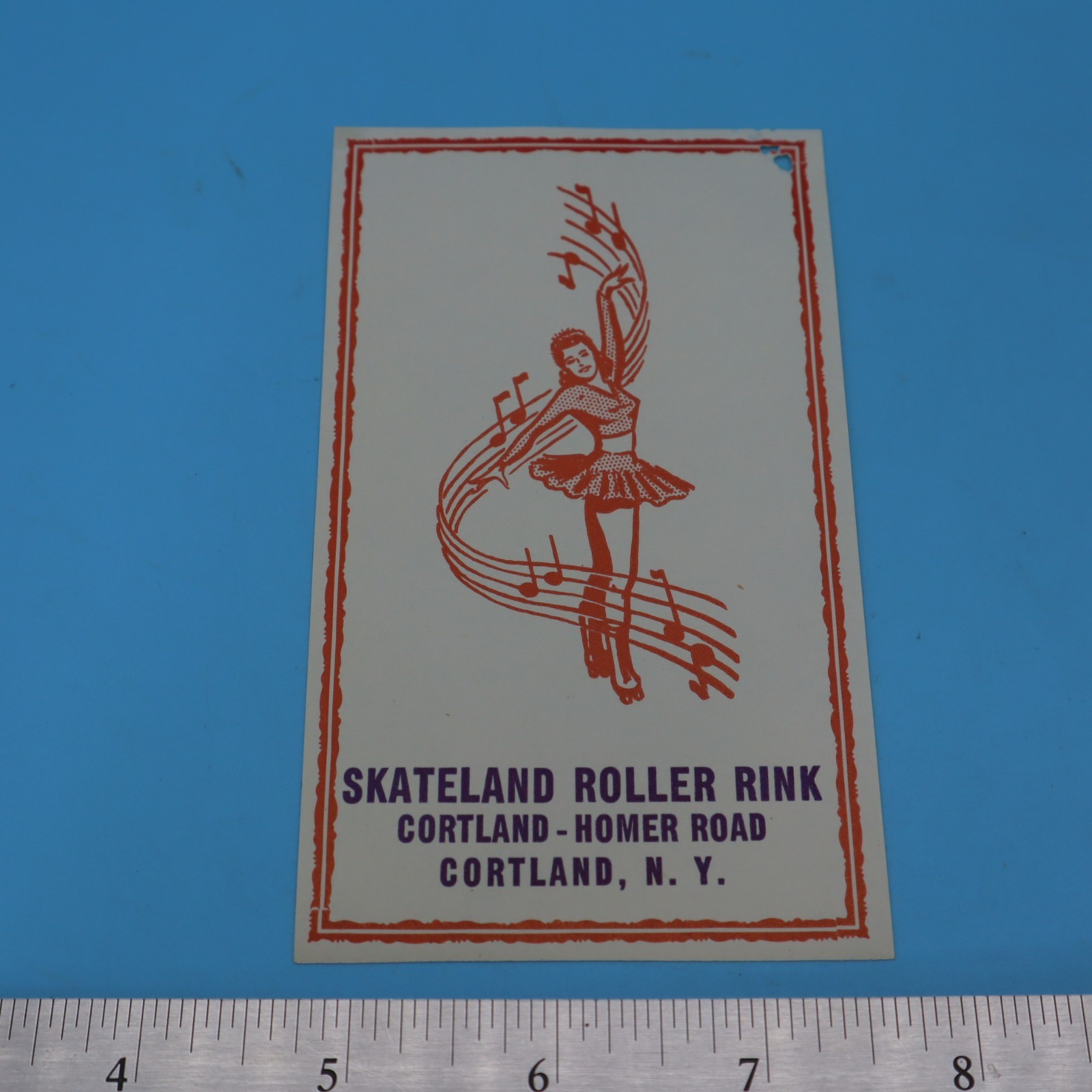 SKATELAND CORTLAND NY – 1940s Vintage Roller Skating Rink Sticker Label Decal