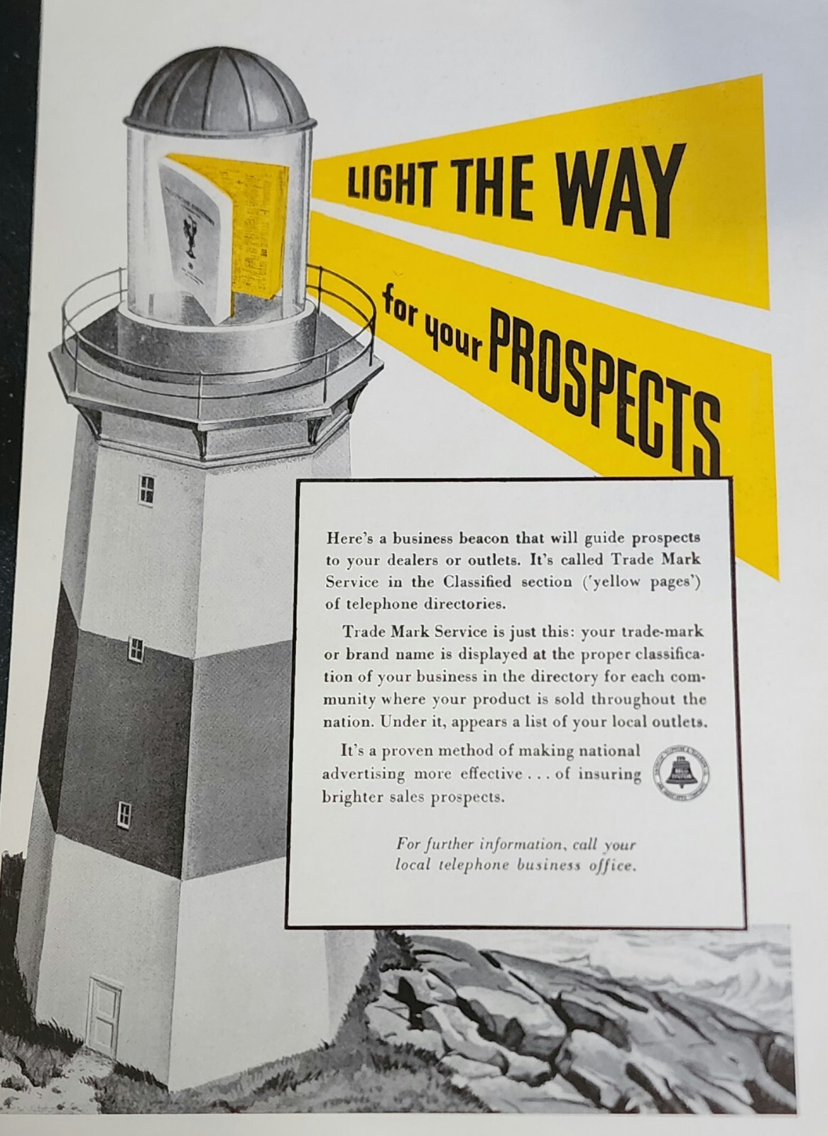 Bell Telephone Magazine Ad Picture Advertisement Vtg Lighthouse Art Decor