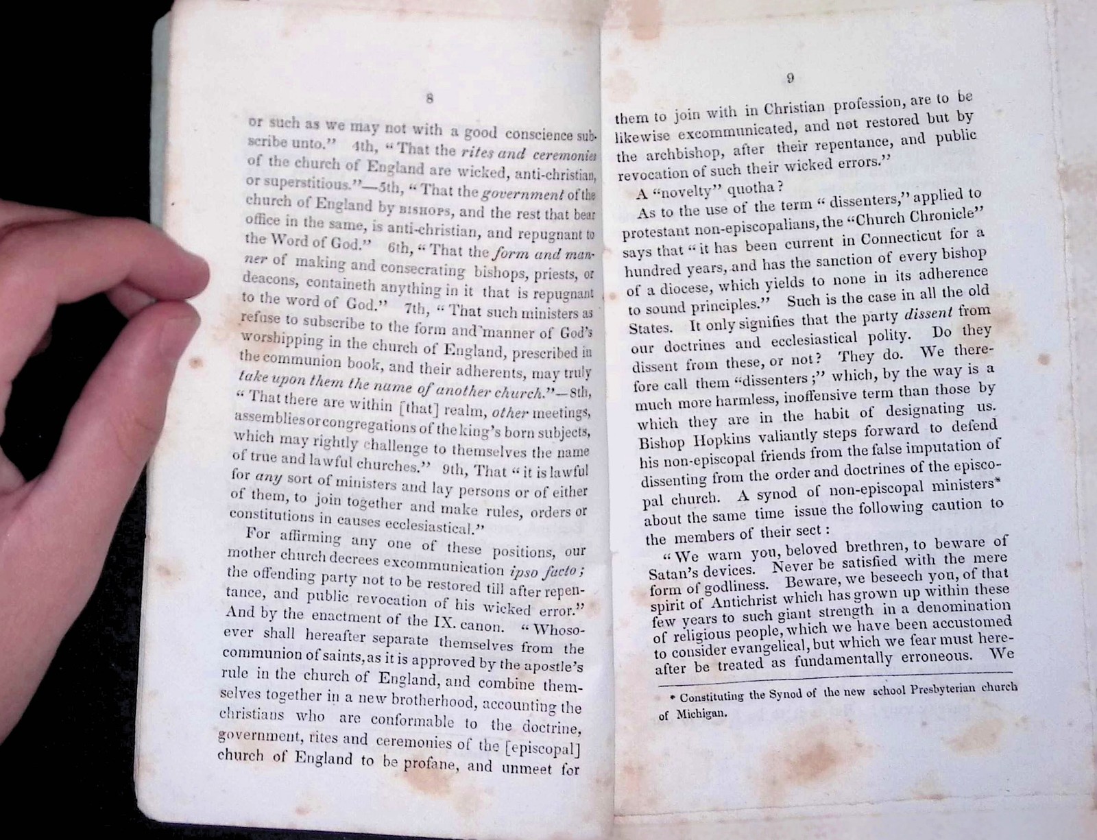 Antique Theological Treatise Protestant Episcopal Church Governance 1800s