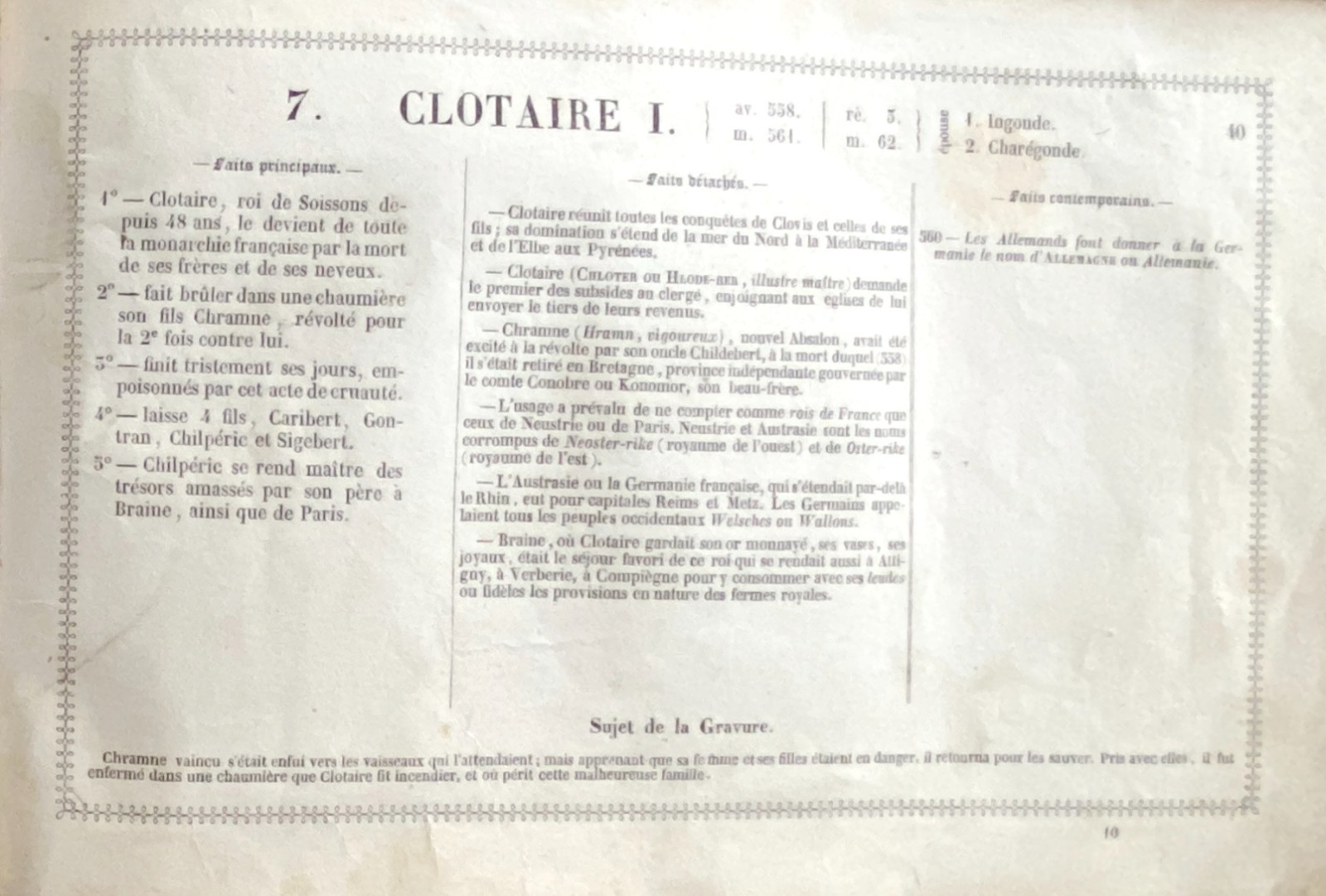 Engraving Kings Of France “Clotaire 1”
