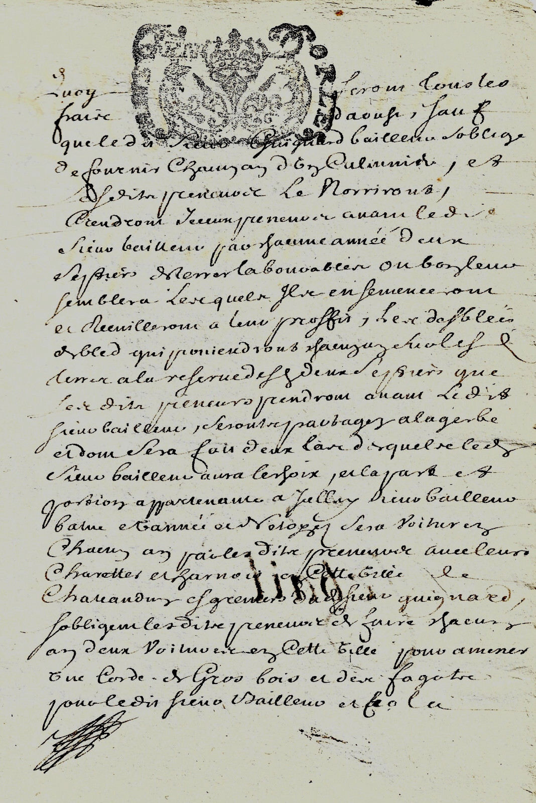 1707 Luz-En-Dunois Farmhouse Of Montachery Lease By Guignard To Moreau Verdier