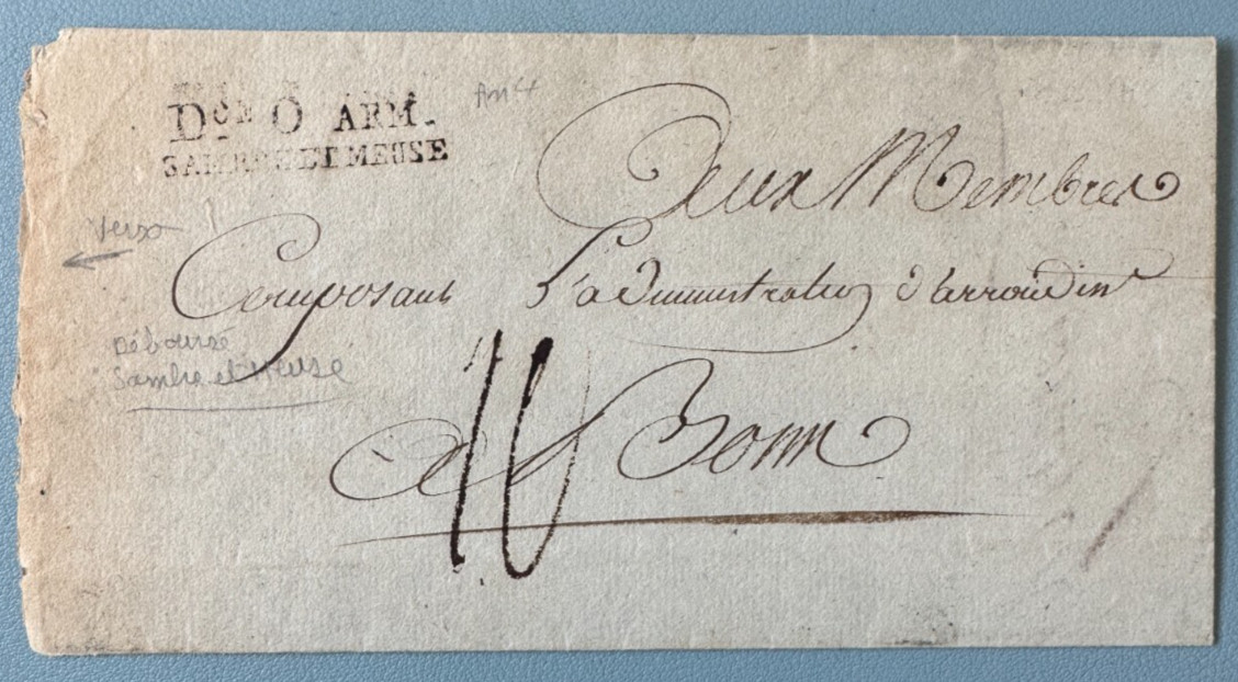 IV Army Letter Sambre Meuse Paid by the State ARM Reinhardt 1300€ Rare