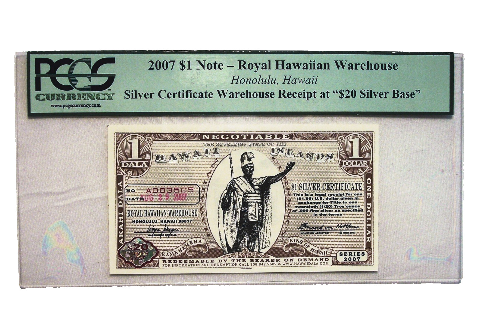 NORFED – 2007 American Liberty Currency – Hawaii Islands $1 Silver Certificate