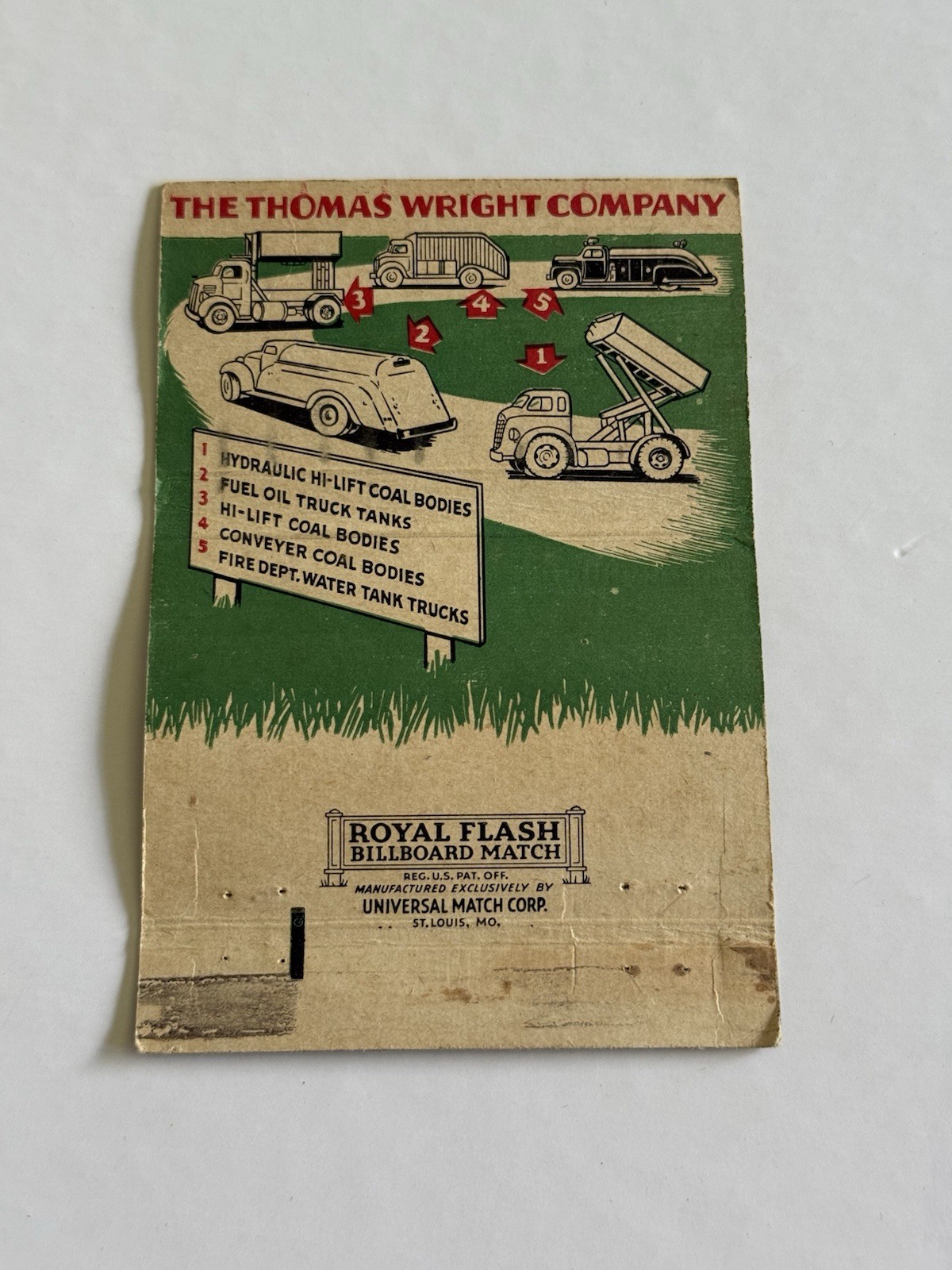 The Thomas Wright Company Jersey City New Jersey Vintage Matchbook Cover 9B