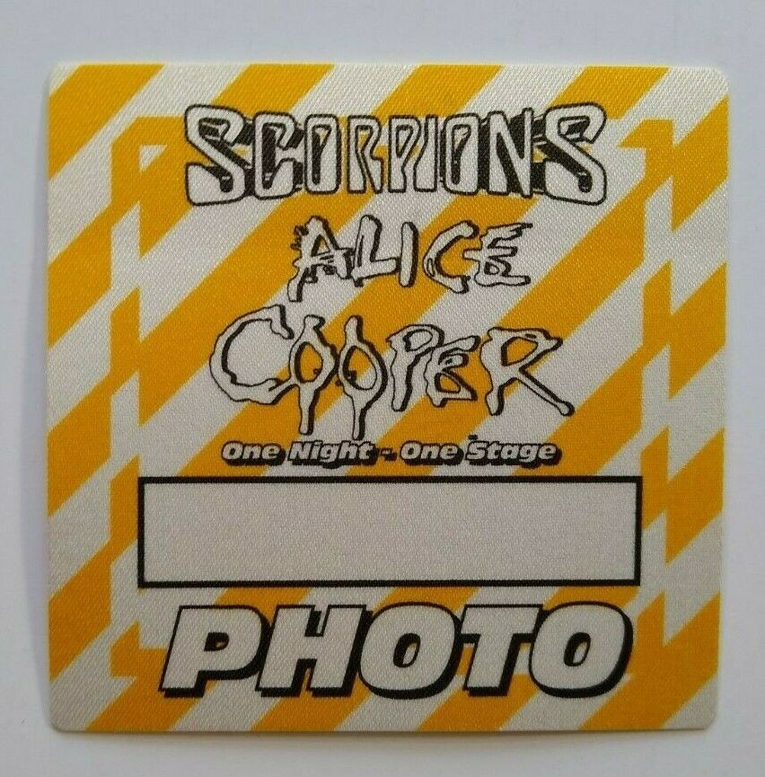 Alice Cooper Scorpions Backstage Pass Original 1996 Hard Rock Music Yellow