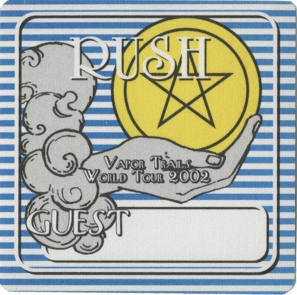 Rush 2002 Vapor Trails concert tour Band Guest Backstage Pass