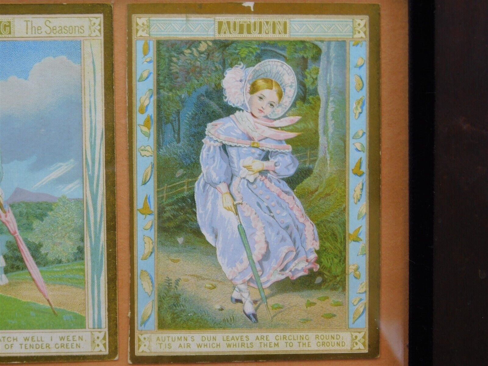Marcus Ward 1880s Calendar Of The Seasons Victorian Trade Cards Framed