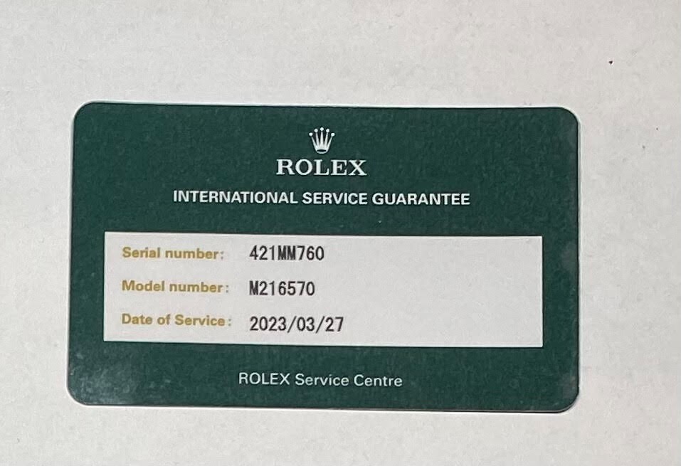 Rolex Explorer II Watch Service Guarantee Certificate Model M216570 4 Serial