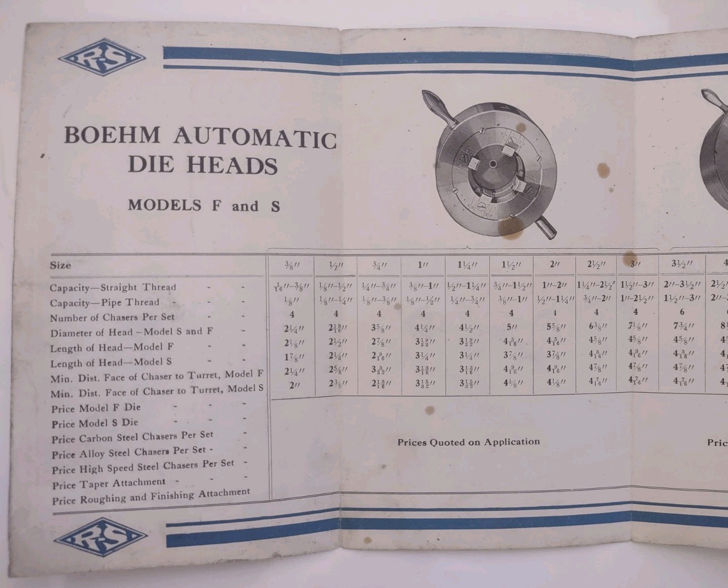 1940s Rickert-Shafer Manufacturers Erie PA Brochures Tapping Machines Die Heads