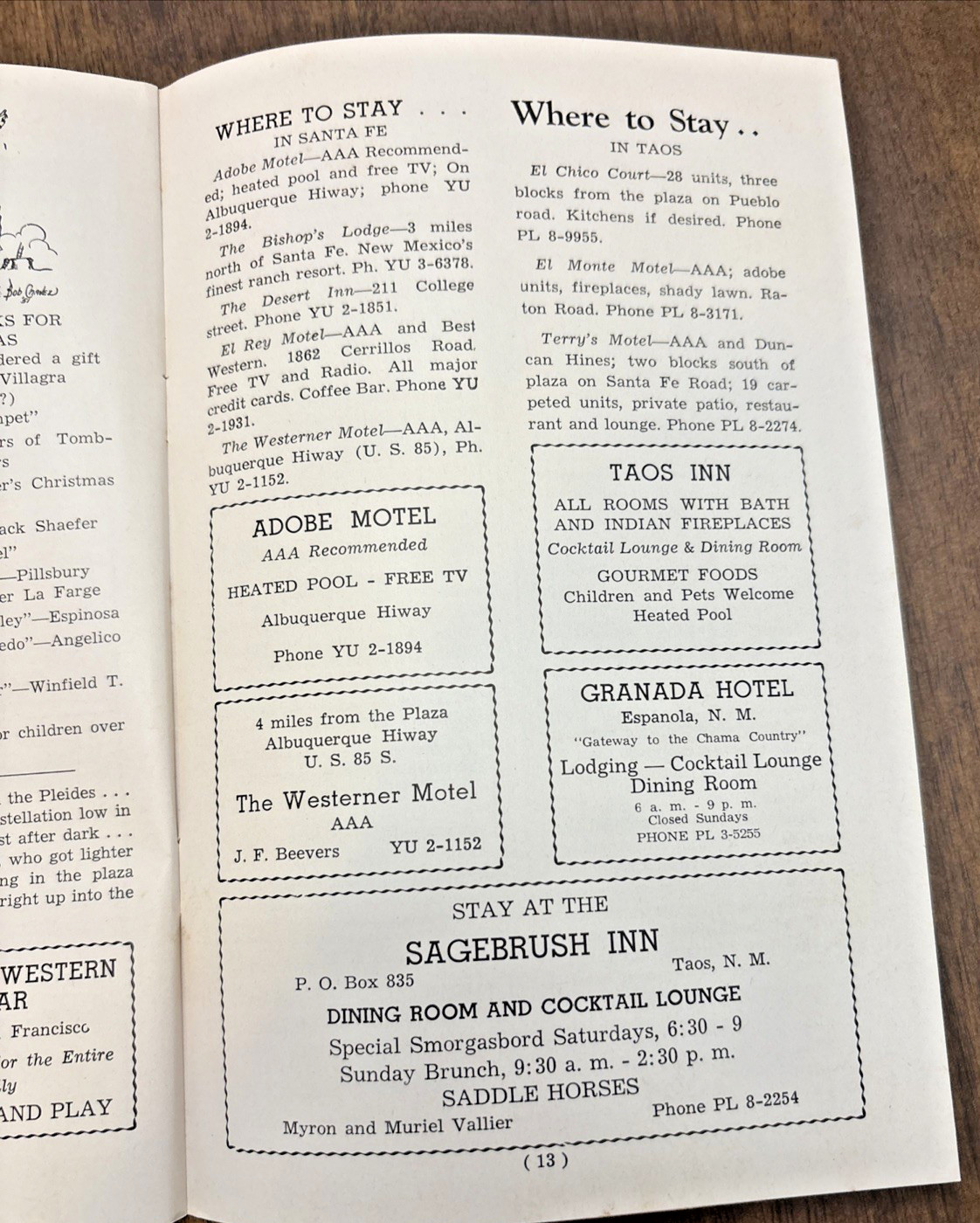 1960 La Turista Santa Fe, Taos & Northern New Mexico NM Tourist Guide 18 Pages