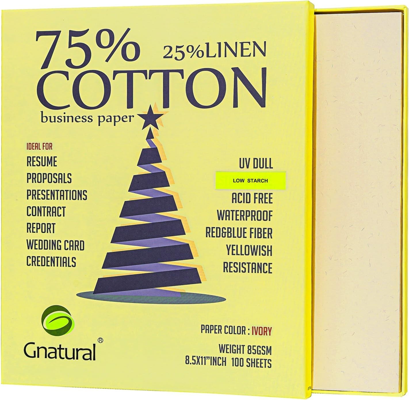 75% Cotton 25% Linen Business Paper Ivory 85Gsm 8.5″W X 11″L Resume Paper Won’T