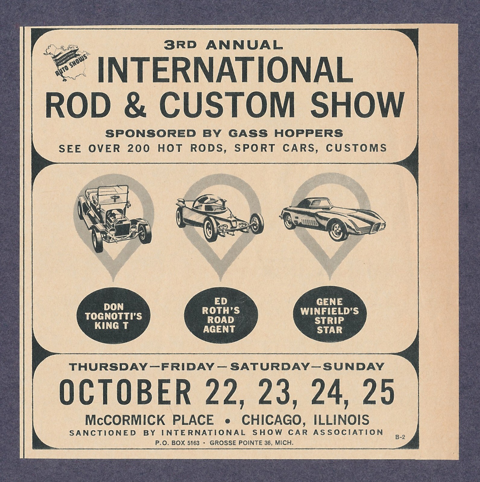 International Rod & Custom Show McCormick Place Chicago Vintage Print Ad 1964
