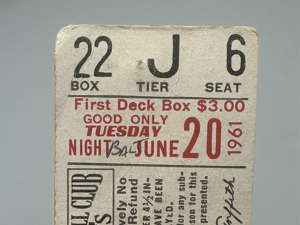 Vintage MINNESOTA TWINS June 1961 Orioles Baseball Ticket 1ST PINCH HIT HOME RUN