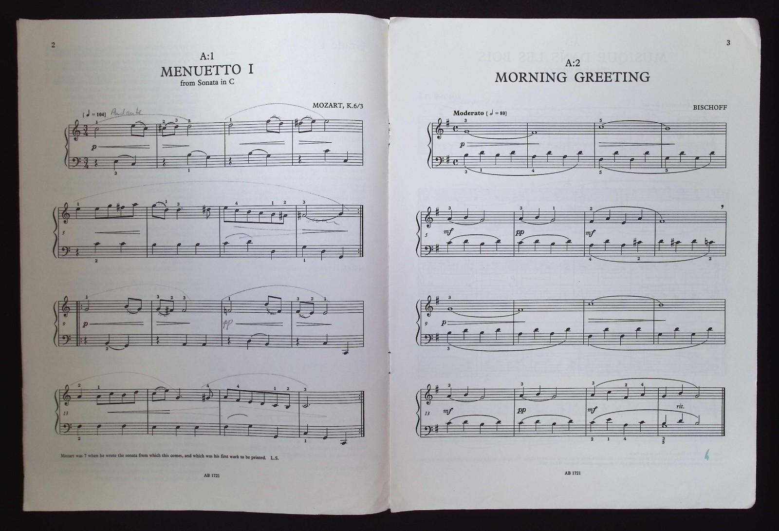Royal Schools of Music Pianoforte Examination Pieces 1982 Grade 1 Lists A & B