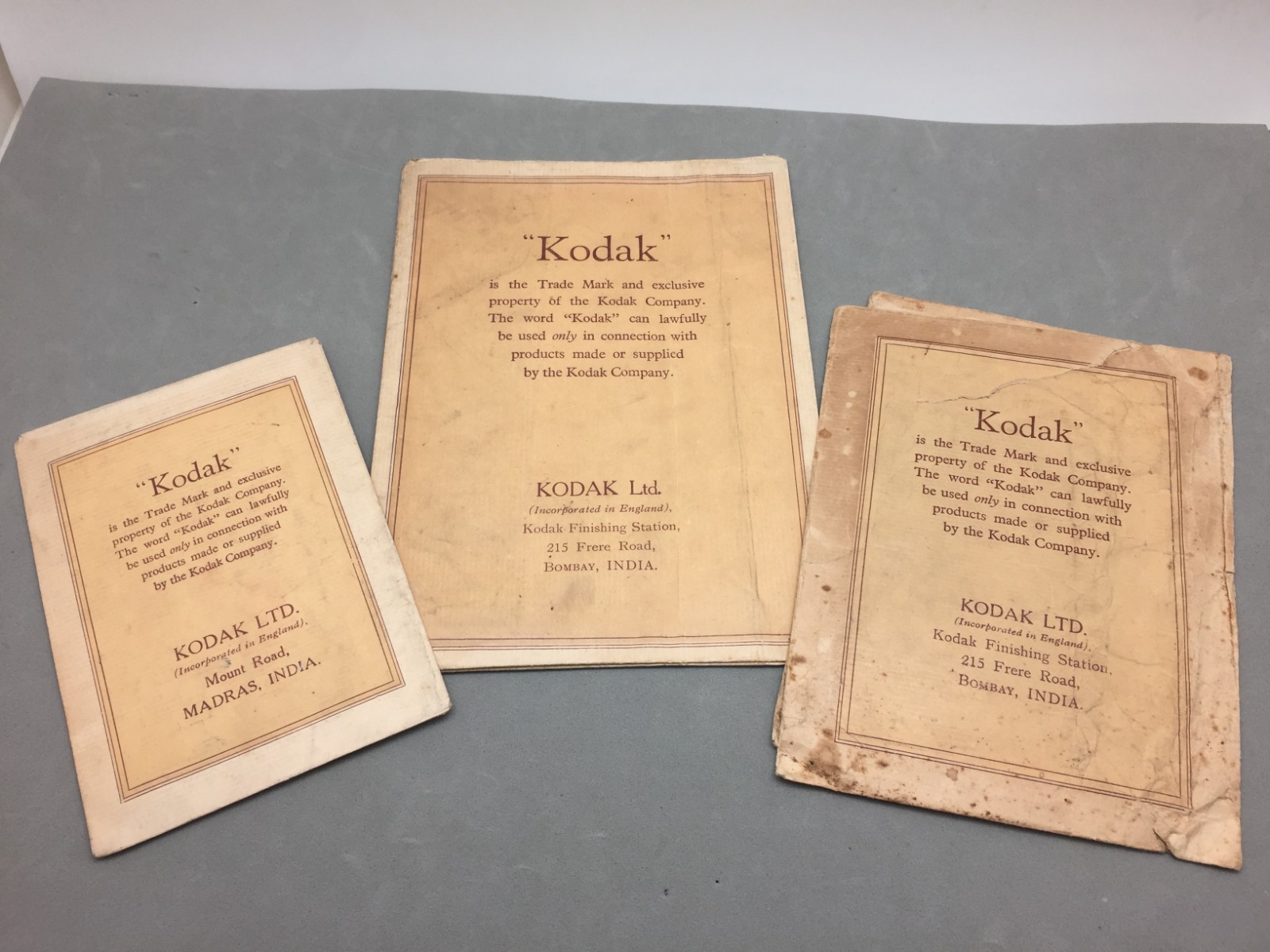 Vintage Kodak Negative Photo Print Envelope Lot 3 Bombay India Early 1900’s UK