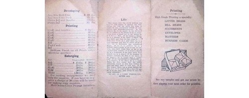 1940s Reading PA Photograph: W.H. Keller Printer Price List & Life Vignette