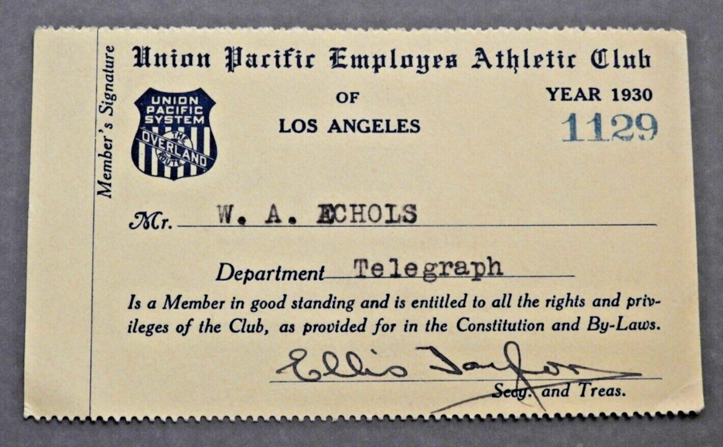 vintage 1930 UNION PACIFIC EMPLOYES ATHLETIC CLUB Railroad Co railroadiana