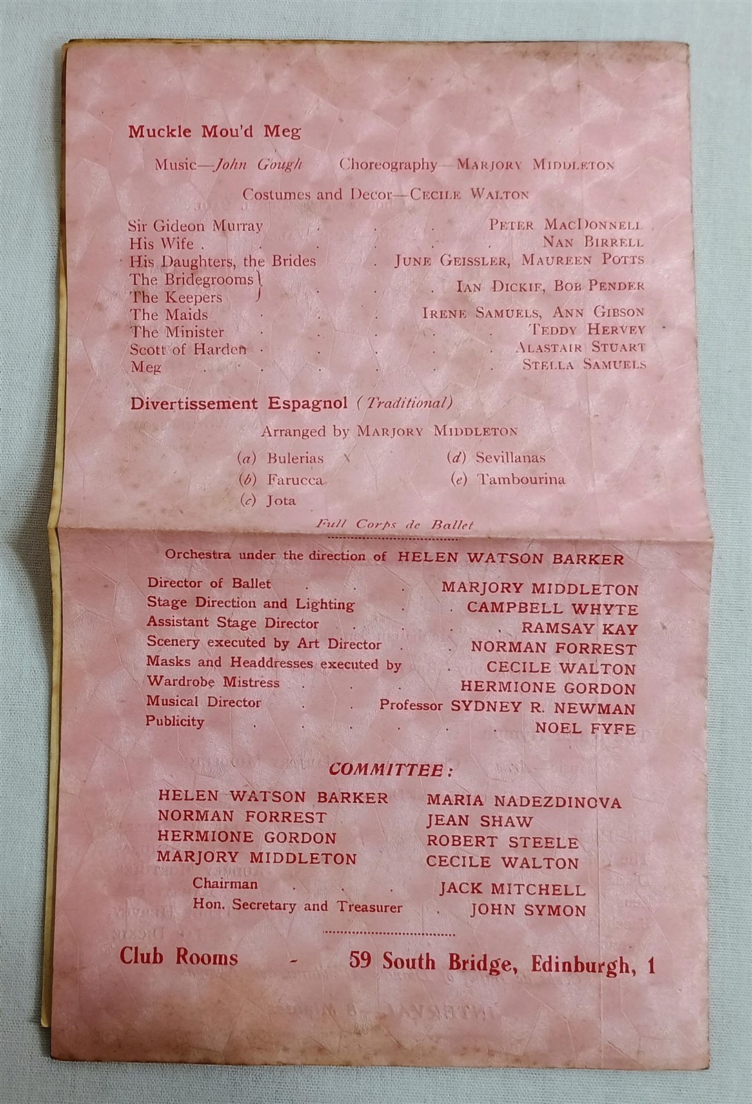 Vintage Paper Lot Edinburgh Ballet Club Tickets Program Empire Programme