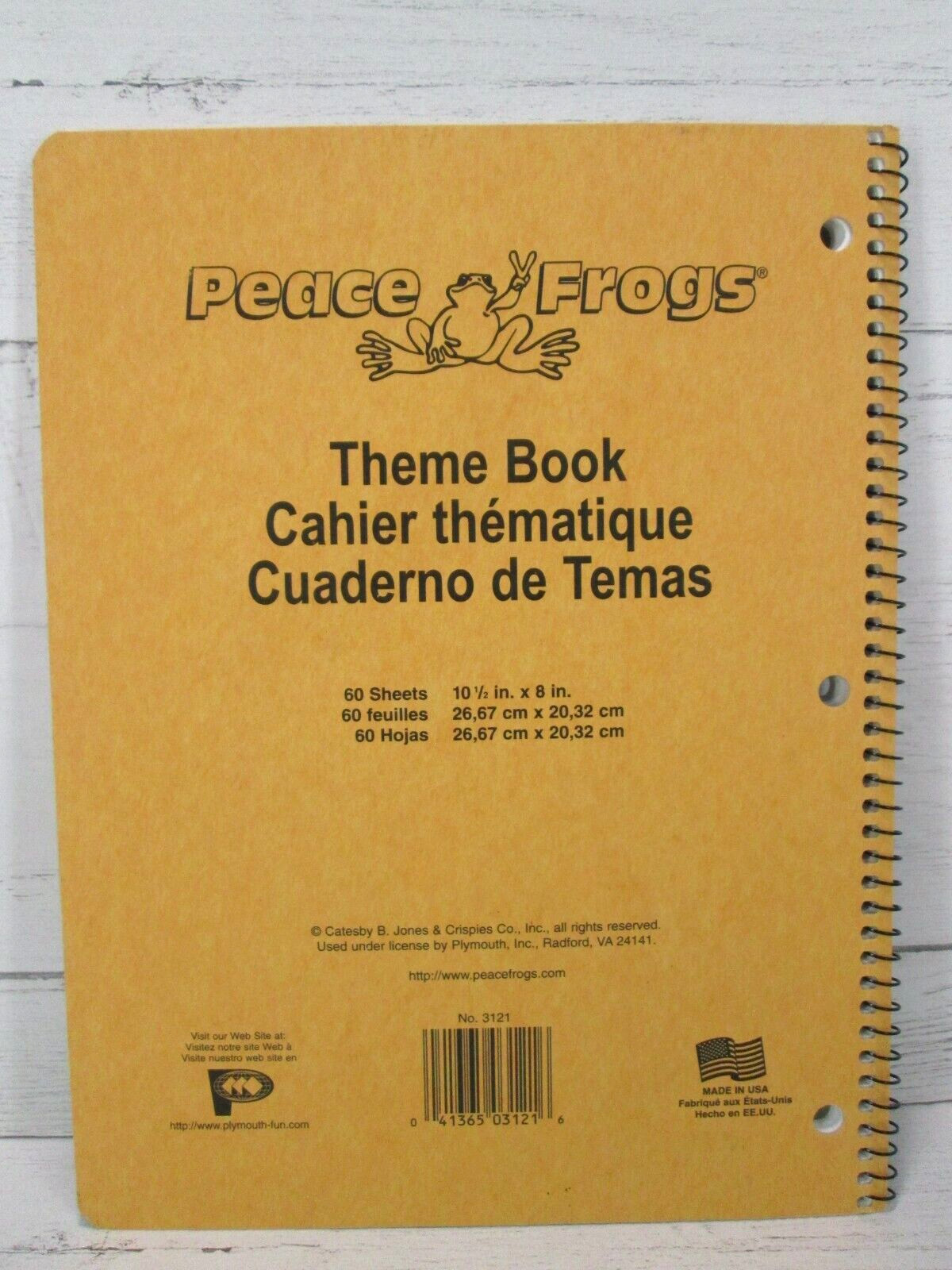 Vintage 80s Peace Frogs Sign Spiral Notebook Theme Book Green Colorful Made USA