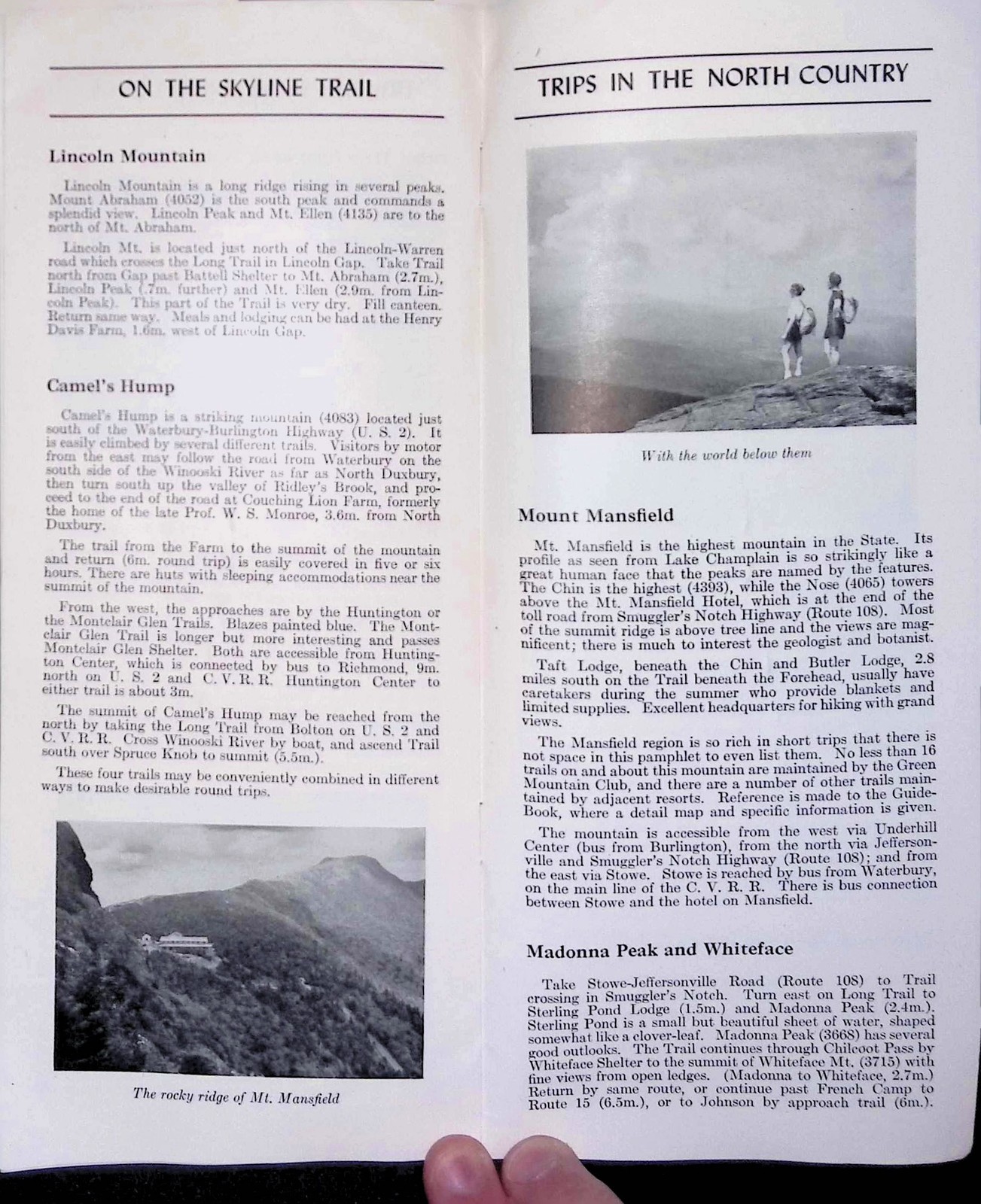 Green Mt Club Long Trail Vermont Brochure Hiking Guide 1940s Map Mt