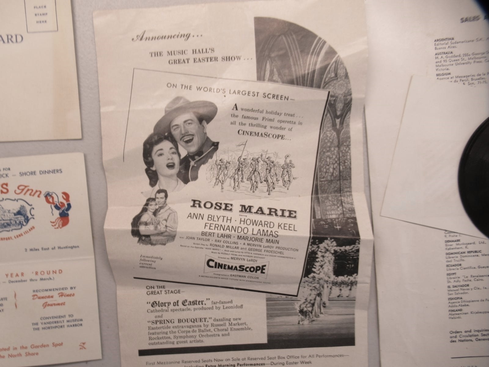 1954 NYC Souvenirs Programs Menus Plus Danny’s Hideaway Recorded Message ch420