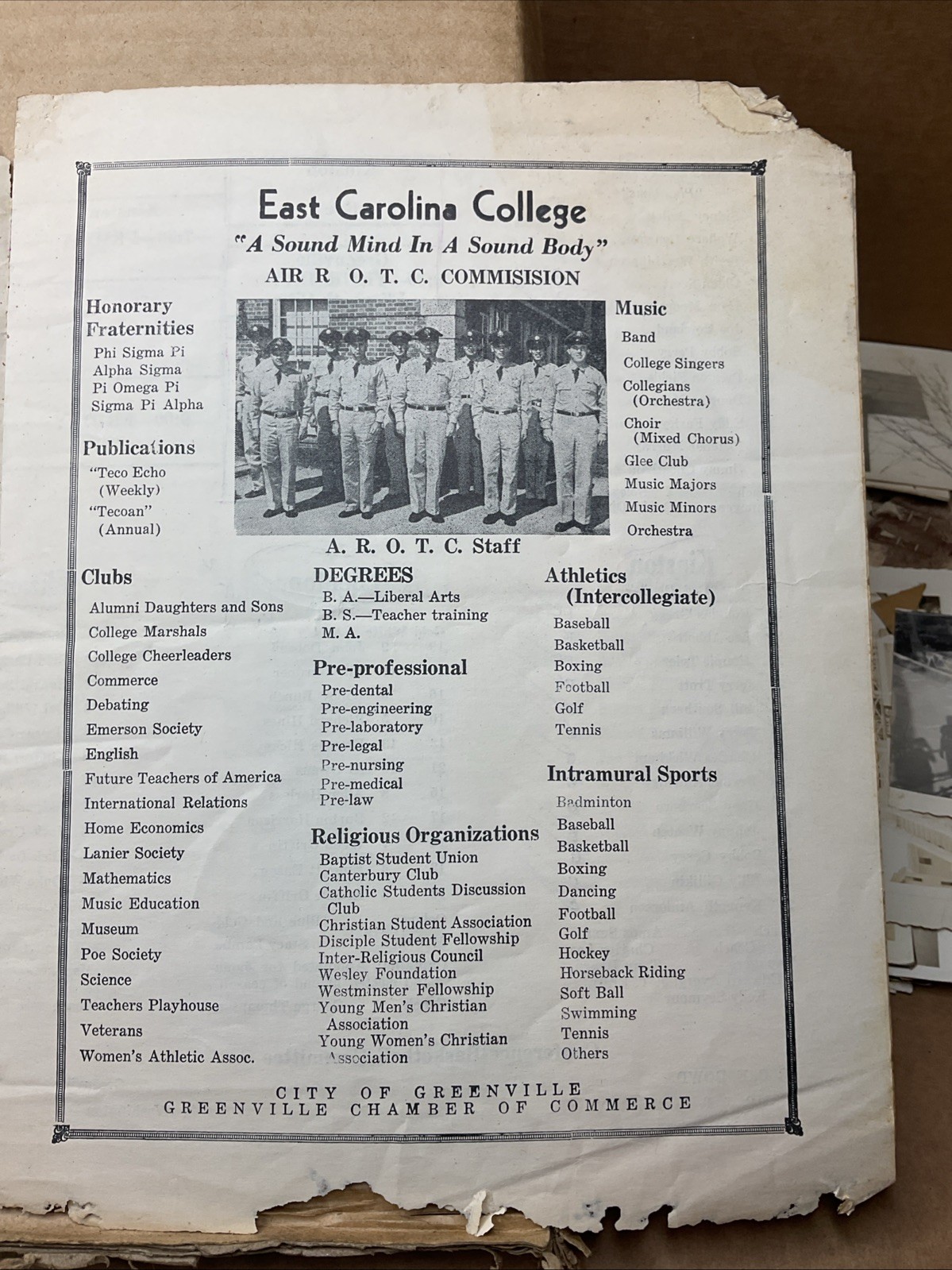 1 Mar 1952 Basketball Tournament East Carolina College Greenville Nc B65