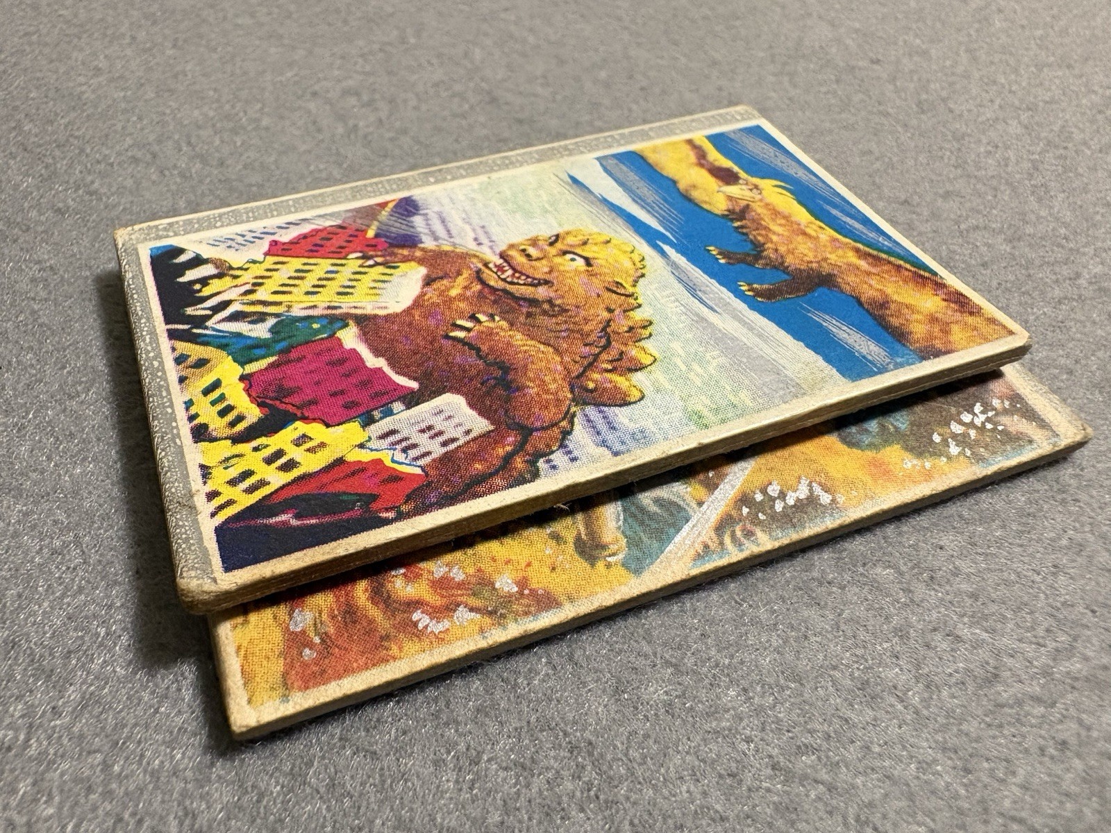 Godzilla Vintage Japanese Menko Heavy Stock Cards 1960s-70s Lot of 2