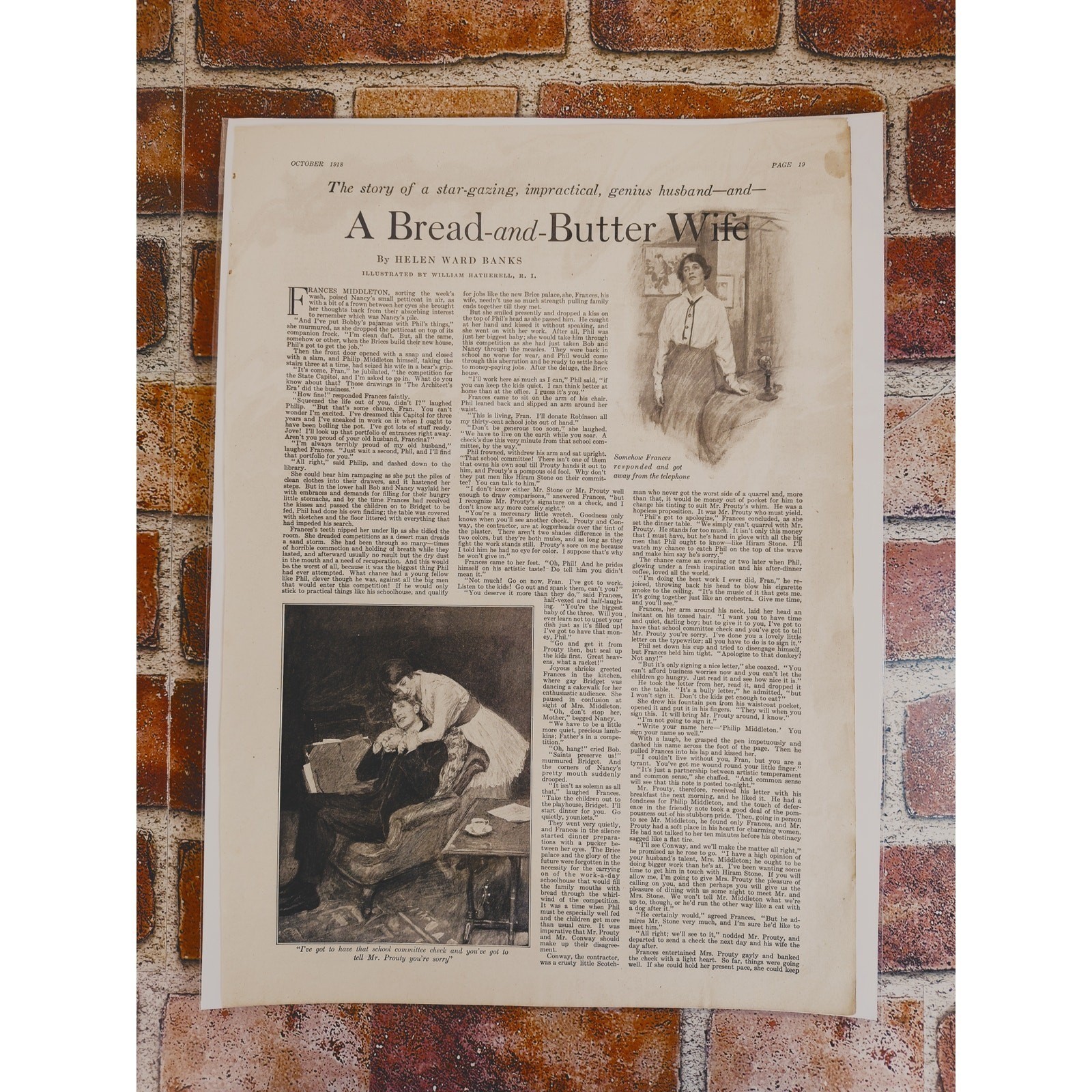 1918 A Bread-and-Butter Wife Original Vtg PRINT ARTICLE by Helen Ward Banks