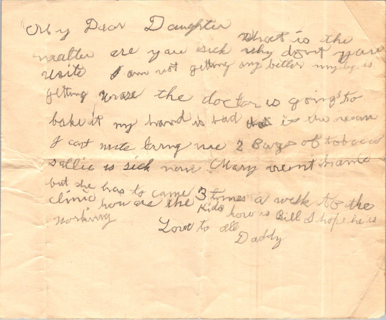 Victorian Letter My Dear Daughter Orphaned Parent Child Cursive Ink