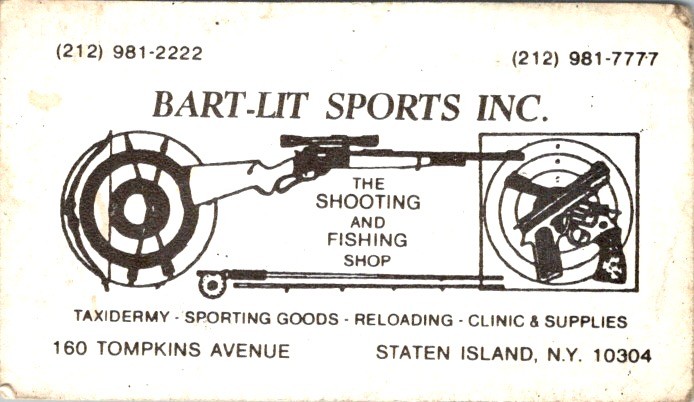 Bart-Lit Sports Inc 1970s NYC Shooting Fishing Shop Taxidermy Reloading