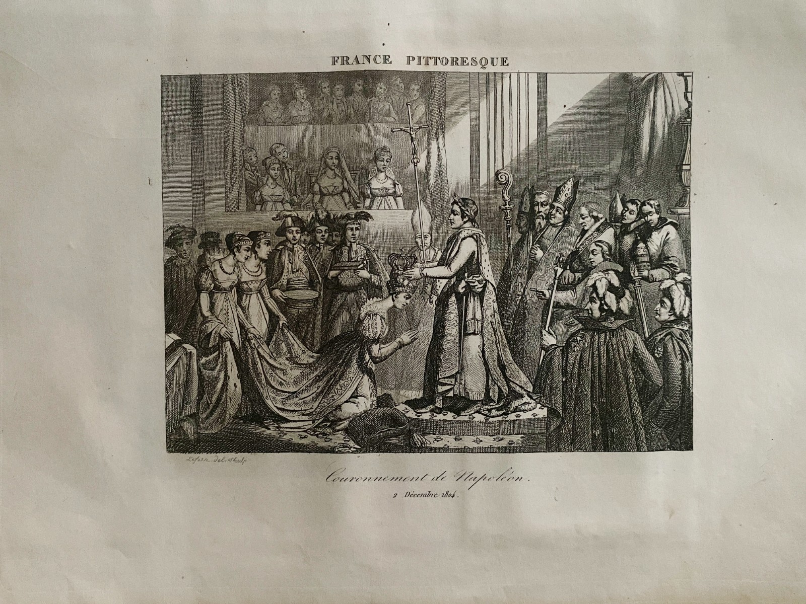 Engraving France Picturesque 1835 ” Coronation Of Napoleon I – 2/12/1804 “