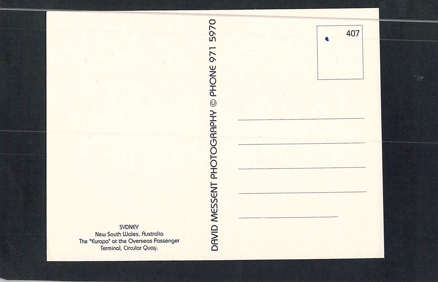 A8689 Transport Passenger Ship Europa Sydney postcard