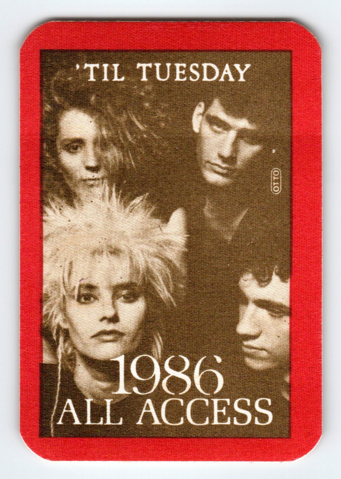 Til Tuesday 1986 Backstage Pass Pop Rock Red Cloth Fabric Original Vintage Band