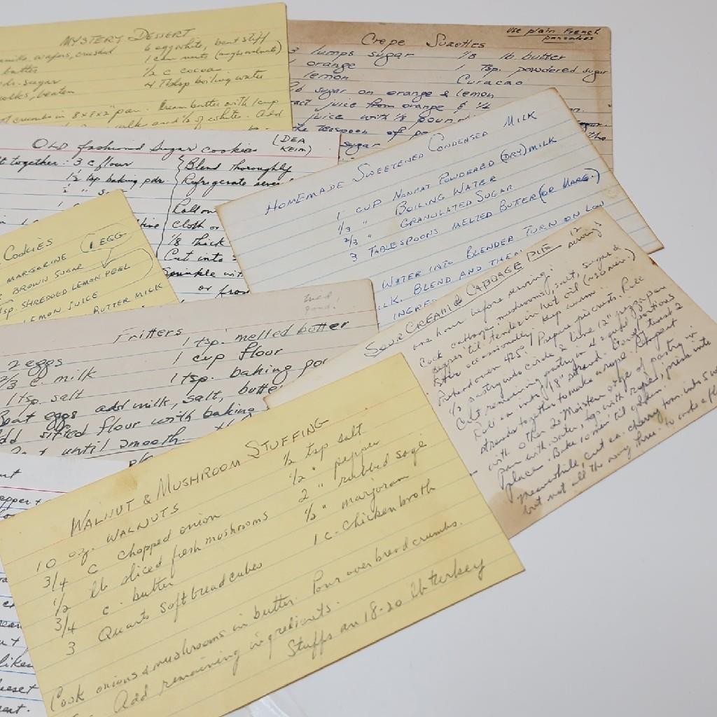 10 handwritten recipe cards 3×5 estate collection paper ephemera S50