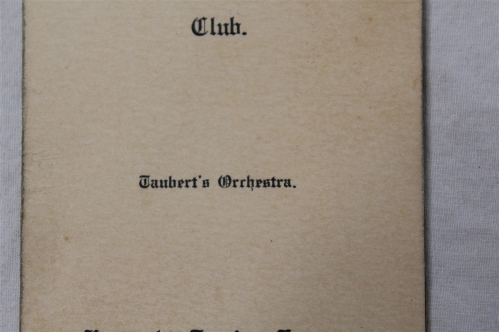 Antique Dance Record Card The Silver Bell Benefit Club Taubert’s Orchestra 1905