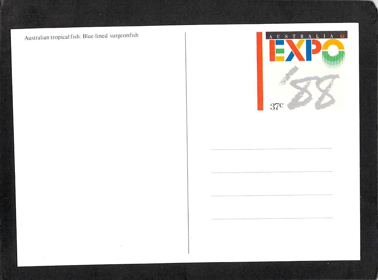 S2330 Australia Q 1988 Brisbane Expo Blue Lined Surgeonfish mint postcard