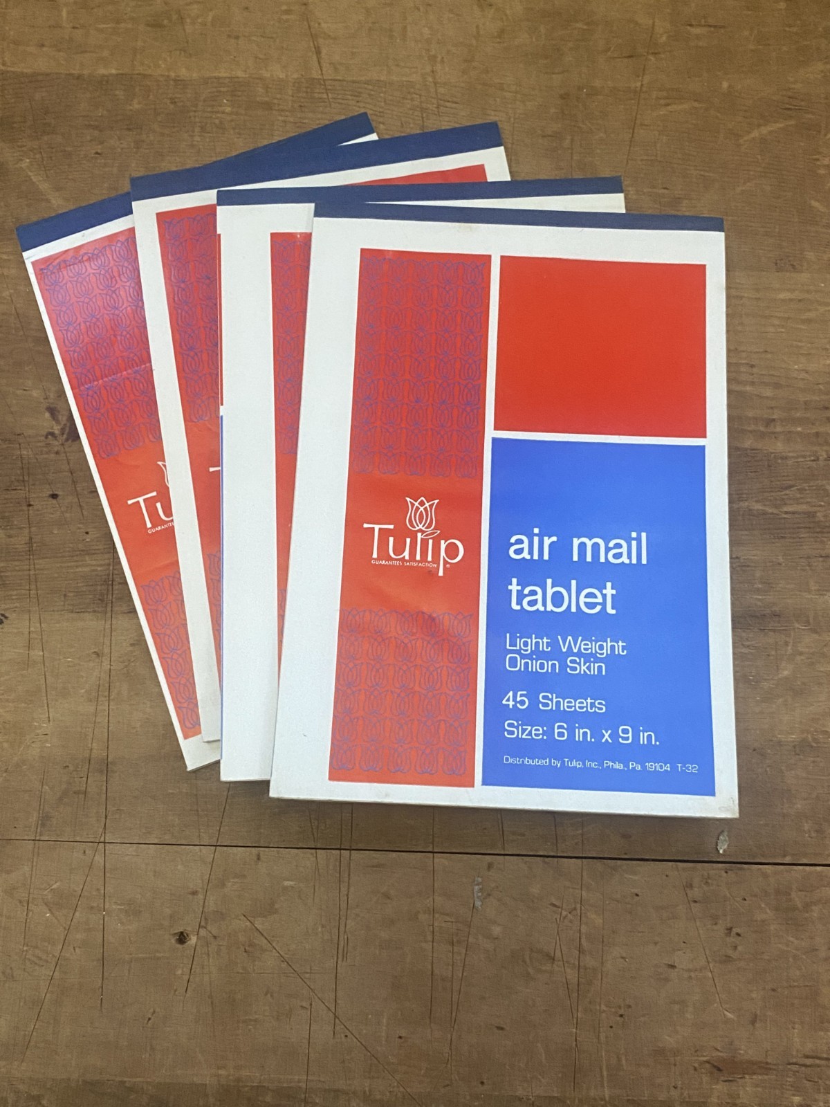 4 NOS Deadstock VTG 60’s TULIP Air Mail Onion Skin Paper Tablets, 180 Sheets