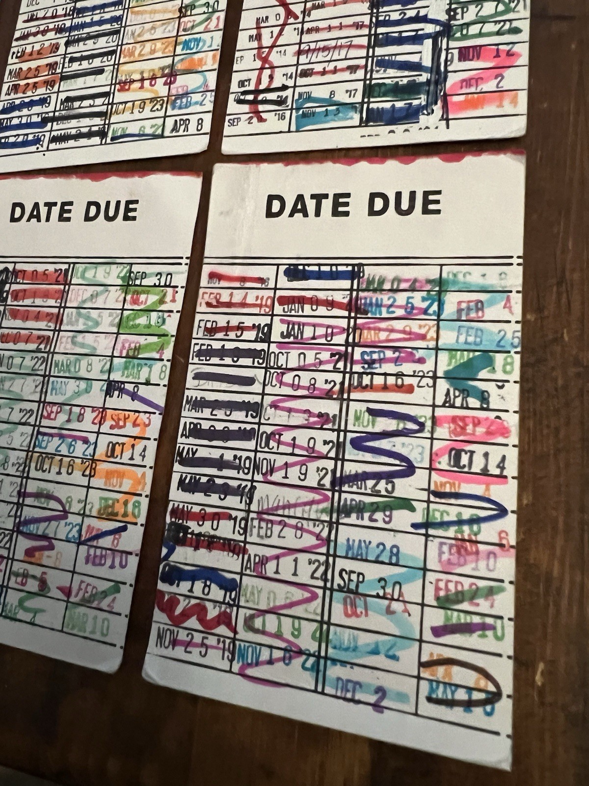 6 Book Checkout Date Due Library Cards With Date Stamps Ephemera Bookmark Craft