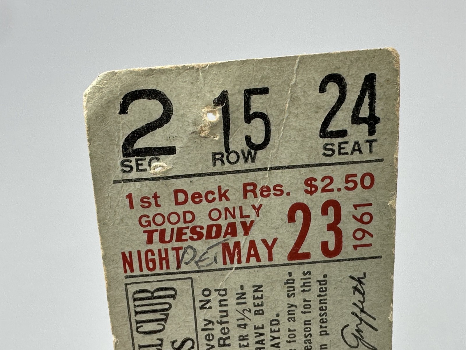 Vintage MINNESOTA TWINS May 23, 1961 DETROIT TIGERS Baseball Game Ticket Stub