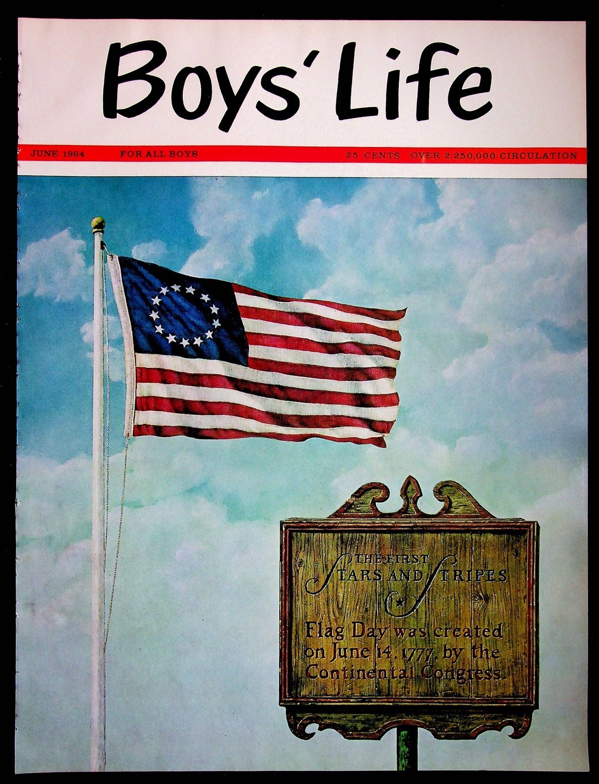 Boys Life Hess June 1964 American Flag Stars And Stripes Flag Day COVER ONLY