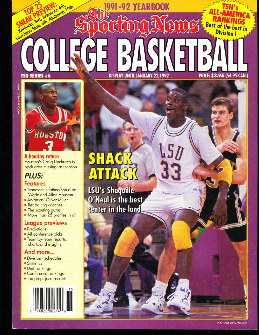 1991 The Sporting News College Basketball Yearbook Shaquille O’neal bk17