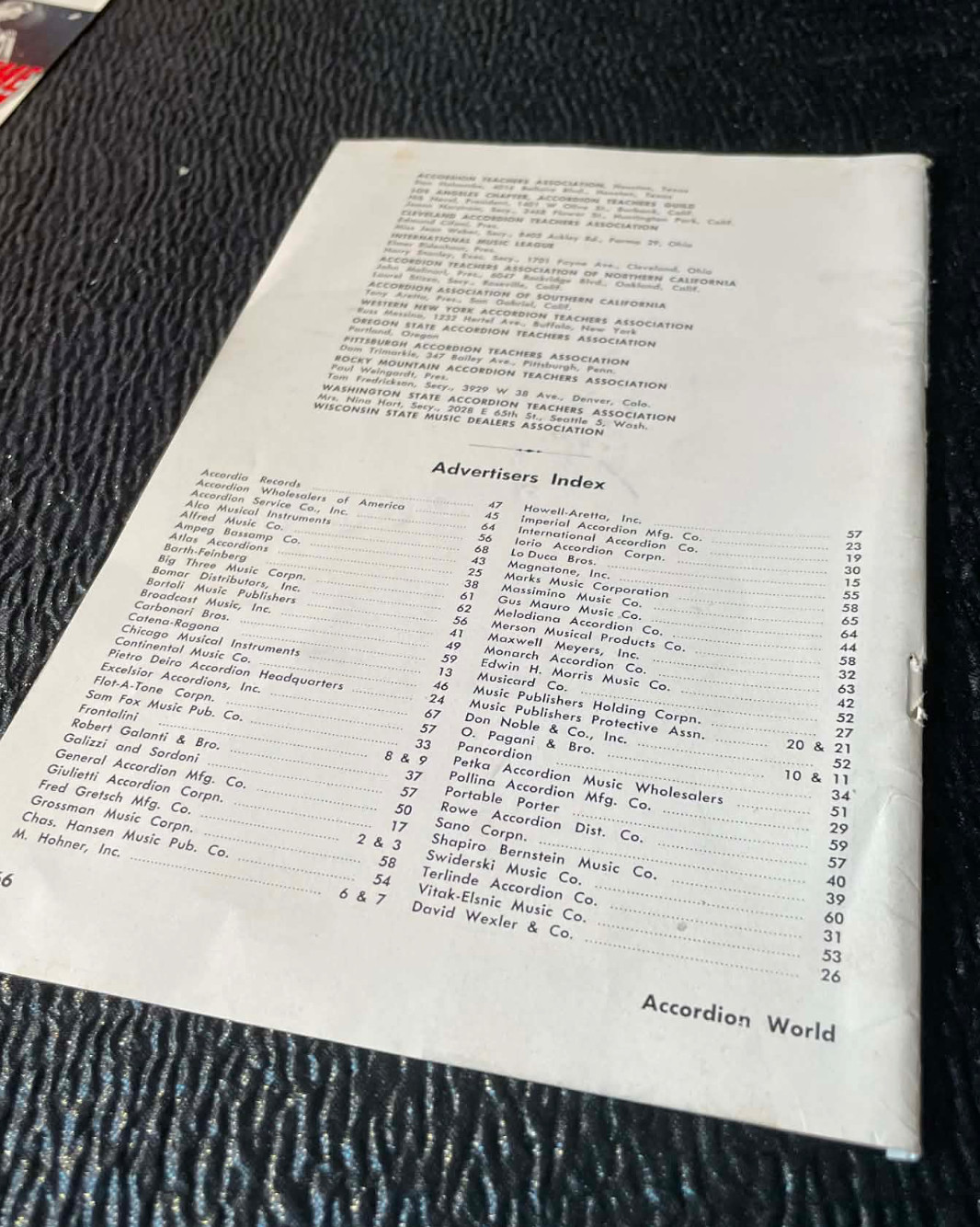 Associations List Massimino Music Nik Nevel Cifani Ads 1956 Accordion World