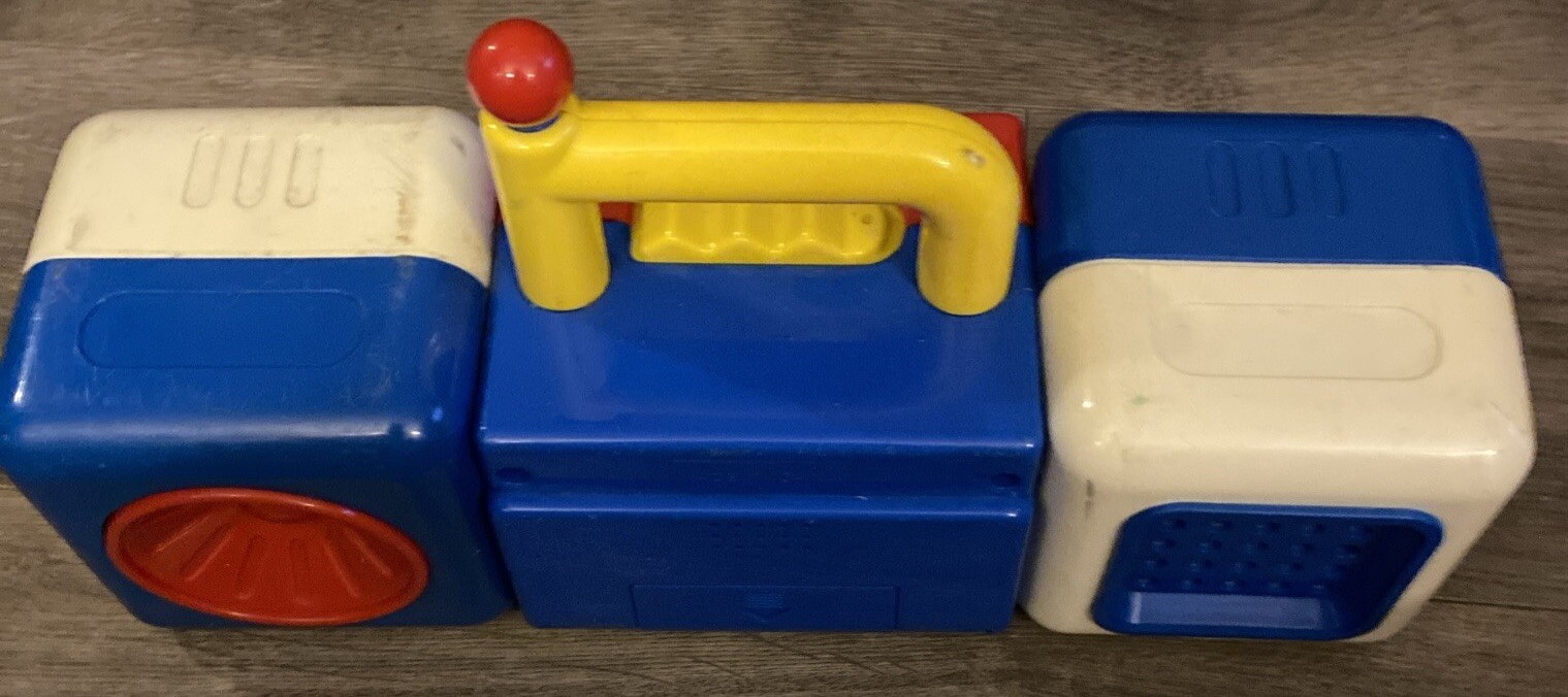 Nostalgic Red, White and Blue Nursery Rhymes Playing Toy Boom Box with Handle
