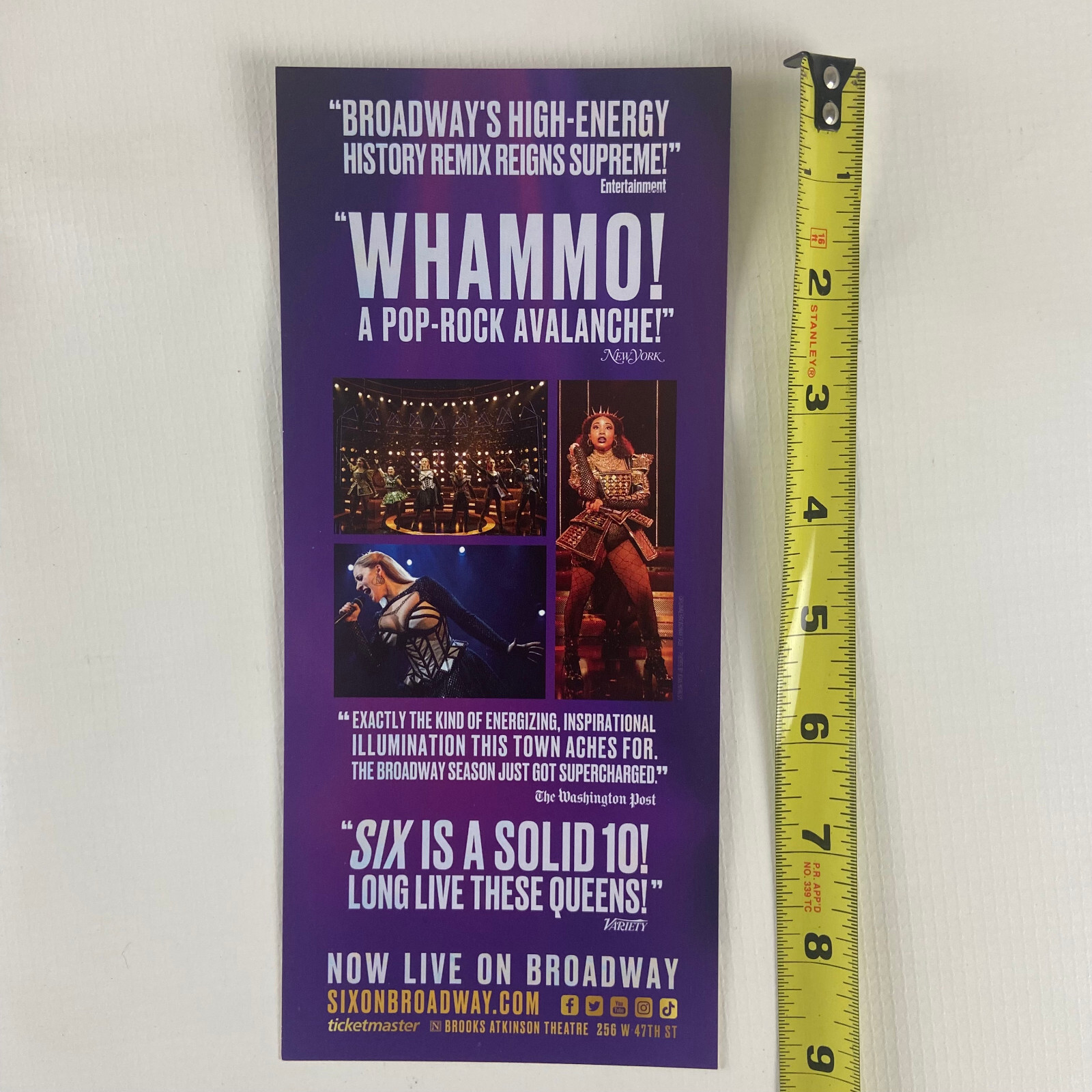 Six the Musical 2022 Ad Flyer Broadway NYC New York City Advertisement Ads