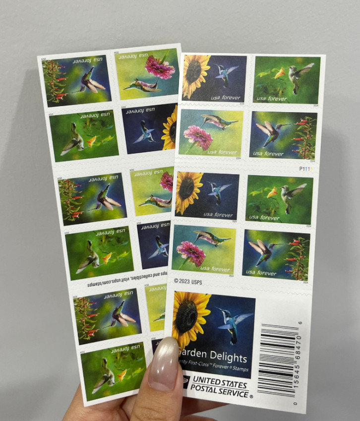 2024 5 SHEETS OF 20 FIRST CLASS LETTER STAMPS GARDEN DELIGHTS 100 TOTAL
