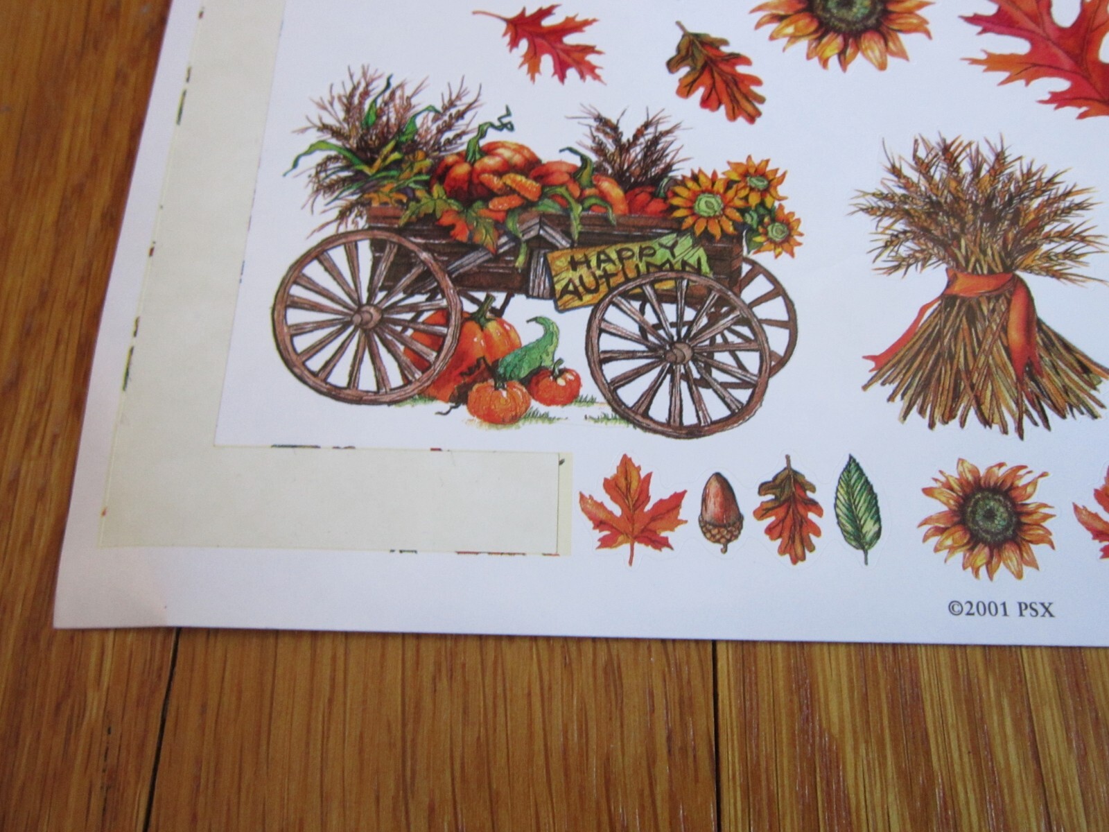 PSX Design Stickers Autumn Fall Color Leaves Acorns 2001 ONE SHEET PartiallyUsed